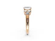 Cluster Engagement Ring Setting for Asscher Cut Center with Round Cut Accent Frame and Prong Head in Rose Gold
