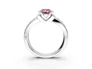 Bezel Engagement Ring Setting for Fancy Pink Radiant Cut Center with Wide Channel-Set Band and Bezel Head in Platinum