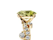 Solitaire Engagement Ring Setting for Fancy Yellow Oval Center with Bar-Station Pave Twist and Prong Head in Yellow Gold