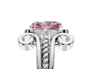 Solitaire Engagement Ring Setting for Fancy Pink Radiant Cut Center with Twisted Band and Scroll Prong Head in White Gold