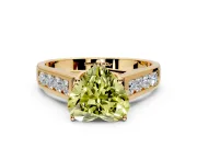 Solitaire Engagement Ring Setting for Fancy Yellow Heart-Shaped Center with Cathedral Channel Band and Prong Head in Yellow Gold