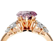 Leaf Cluster Engagement Ring Setting for Fancy Pink Heart-Shaped Center with Marquise Accents and Prong Head in Rose Gold