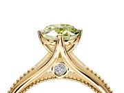 Solitaire Engagement Ring Setting for Fancy Yellow Oval Center with Milgrain Cathedral Band and Prong Head in Yellow Gold