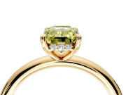 Hidden Halo Engagement Ring Setting for Fancy Yellow Emerald Cut Center with Thin Rounded Band and Prong Head in Yellow Gold