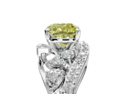 Halo Engagement Ring Setting for Fancy Yellow Cushion Cut Center with Marquise and Pave Bypass Band and Prong Head in Platinum