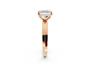 Solitaire Engagement Ring Setting for Radiant Cut Center with Wide Knife Ridge Band and Prong Head in Rose Gold
