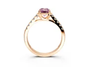Solitaire Engagement Ring Setting for Fancy Pink Emerald Cut Center with Partway Pave Band and Prong Head in Rose Gold