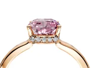 Hidden Halo Engagement Ring Setting for Fancy Pink Cushion Cut Center with Wide Flat Plain Band and Prong Head in Rose Gold