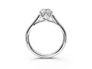 Solitaire Engagement Ring Setting for Oval Center with Cathedral Band and Prong Head in Platinum