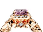 Milgrain Halo Engagement Ring Setting for Fancy Pink Princess Cut Center with Shoulder Bezels and Prong Head in Rose Gold
