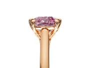 Solitaire Engagement Ring Setting for Fancy Pink Cushion Cut Center with Cathedral Band and Prong Head in Rose Gold