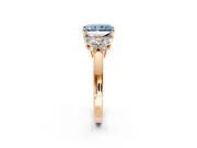 Solitaire Engagement Ring Setting for Fancy Blue Radiant Cut Center with Marquise Flower Shoulders and Prong Head in Rose Gold
