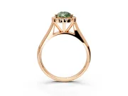 Halo Engagement Ring Setting for Fancy Green Pear-Shaped Center with Square Band and Prong Head in Rose Gold