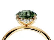 Hidden Halo Engagement Ring Setting for Fancy Green Round Cut Center with Thin Round-Wire Band and Prong Head in Yellow Gold
