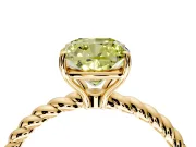 Solitaire Engagement Ring Setting for Fancy Yellow Cushion Cut Center with Plain Twisted Rope Band and Prong Head in Yellow Gold