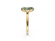 Hidden Halo Engagement Ring Setting for Fancy Green Marquise Center with Thin Rounded Band and Prong Head in Yellow Gold