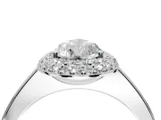 Halo Engagement Ring Setting for Pear-Shaped Center with Plain Tapered Band and Prong Head in Sterling Silver
