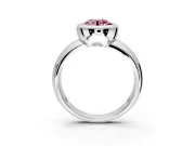 Solitaire Engagement Ring Setting for Fancy Pink Round Cut Center with Wide Band and Bezel Head in Platinum