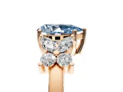 Floral Engagement Ring Setting for Fancy Blue Pear-Shaped Center with Marquise Cluster Shoulders and Prong Head in Rose Gold