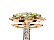 Milgrain Halo Engagement Ring Setting for Fancy Yellow Marquise Center with Three-Sided Pave Band and Prong Head in Rose Gold