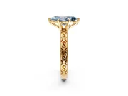 Solitaire Engagement Ring Setting for Fancy Blue Marquise Center with Scrollwork Band and Prong Head in Yellow Gold