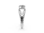 Halo Engagement Ring Setting for Round Cut Center with Rope Twist Split Shank and Prong Head in Platinum