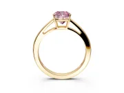 Solitaire Engagement Ring Setting for Fancy Pink Cushion Cut Center with Open Cathedral Shoulders and Prong Head in Yellow Gold