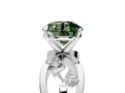 Solitaire Engagement Ring Setting for Fancy Green Round Cut Center with Criss-Cross Accent Band and Prong Head in Platinum