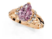 Solitaire Engagement Ring Setting for Fancy Pink Pear-Shaped Center with Filigree Accent Basket and Prong Head in Rose Gold