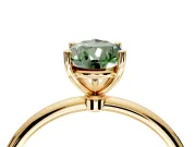 Solitaire Engagement Ring Setting for Fancy Green Pear-Shaped Center with Straight Thin Band and Prong Head in Yellow Gold
