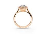 Starburst Halo Engagement Ring Setting for Marquise Center with Thin Round-Wire Band and Prong Head in Rose Gold