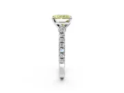 Solitaire Engagement Ring Setting for Fancy Yellow Radiant Cut Center with Single Row Accent Band and Prong Head in Platinum