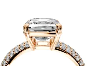 Solitaire Engagement Ring Setting for Asscher Cut Center with Multi-Row Pave Accents and Basket Head in Rose Gold