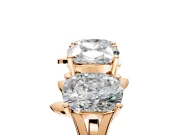 Elongated Cushion Cut Lab-Grown Diamond 4 Stone Wedding Band with Leaf Prongs in Rose Gold