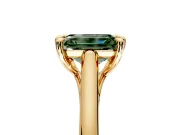 Solitaire Engagement Ring Setting for Fancy Green Emerald Cut Center with Cathedral Band and Prong Head in Yellow Gold