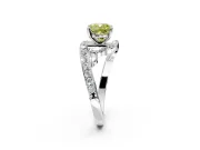 Solitaire Engagement Ring Setting for Fancy Yellow Cushion Cut Center with Filigree Band and Prong Head in White Gold