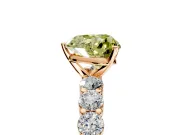 Shared-Prong Engagement Ring Setting for Fancy Yellow Heart-Shaped Center with Graduated Accents and Prong Head in Rose Gold