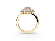 Floral Halo Engagement Ring Setting for Fancy Pink Marquise Center with Pave Accents and Prong Head in Yellow Gold