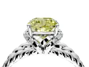 Halo Engagement Ring Setting for Fancy Yellow Cushion Cut Center with Rope Twist Split Shank and Prong Head in Platinum