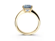 Solitaire Engagement Ring Setting for Fancy Blue Princess Cut Center with Channel-Set Accent Band and Prong Head in Yellow Gold