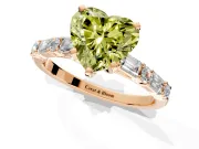 Baguette Engagement Ring Setting for Fancy Yellow Heart-Shaped Center with Alternating Bar-Set Band and Prong Head in Rose Gold