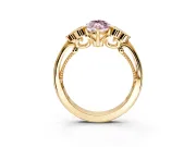 Cluster Engagement Ring Setting for Fancy Pink Marquise Center with Bezel Accent Clusters and Prong Head in Yellow Gold