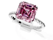Solitaire Engagement Ring Setting for Fancy Pink Asscher Cut Center with Plain Twisted Rope Band and Prong Head in Sterling Silver