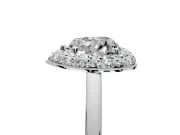 Halo Engagement Ring Setting for Heart-Shaped Center with Plain Tapered Band and Prong Head in Sterling Silver