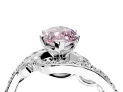 Solitaire Engagement Ring Setting for Fancy Pink Marquise Center with Pave Bypass Twist Band and Prong Head in Platinum