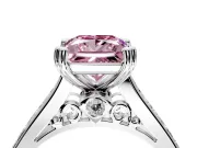 Solitaire Engagement Ring Setting for Fancy Pink Princess Cut Center with Channel Band and Double Claw Prong Head in Platinum