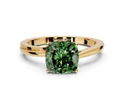 Solitaire Engagement Ring Setting for Fancy Green Cushion Cut Center with Plain Bypass Twist Band and Prong Head in Yellow Gold
