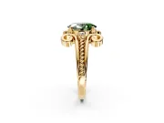 Solitaire Engagement Ring Setting for Fancy Green Oval Center with Twisted Band and Scroll Prong Head in Yellow Gold