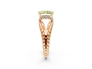 Halo Engagement Ring Setting for Fancy Yellow Radiant Cut Center with Rope Twist Split Shank and Prong Head in Rose Gold
