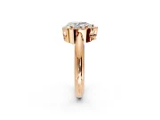 Halo Engagement Ring Setting for Pear-Shaped Center with Tapered Plain Band and Prong Head in Rose Gold